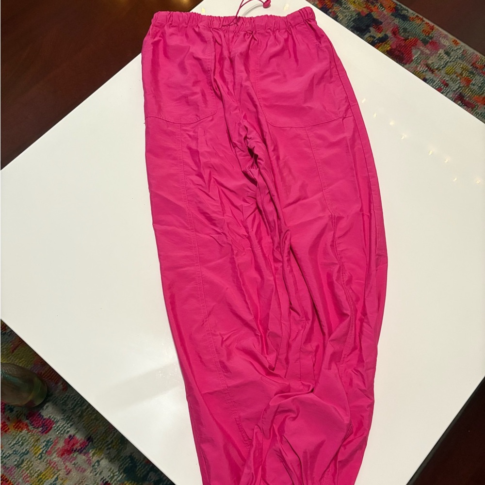 Hot pink windbreaker pants